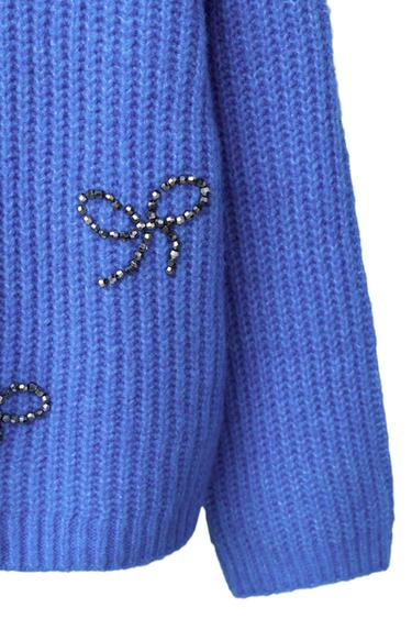 JERSEY DE PUNTO CON ABALORIOS LAZOS BRILLO - Azul de Zara