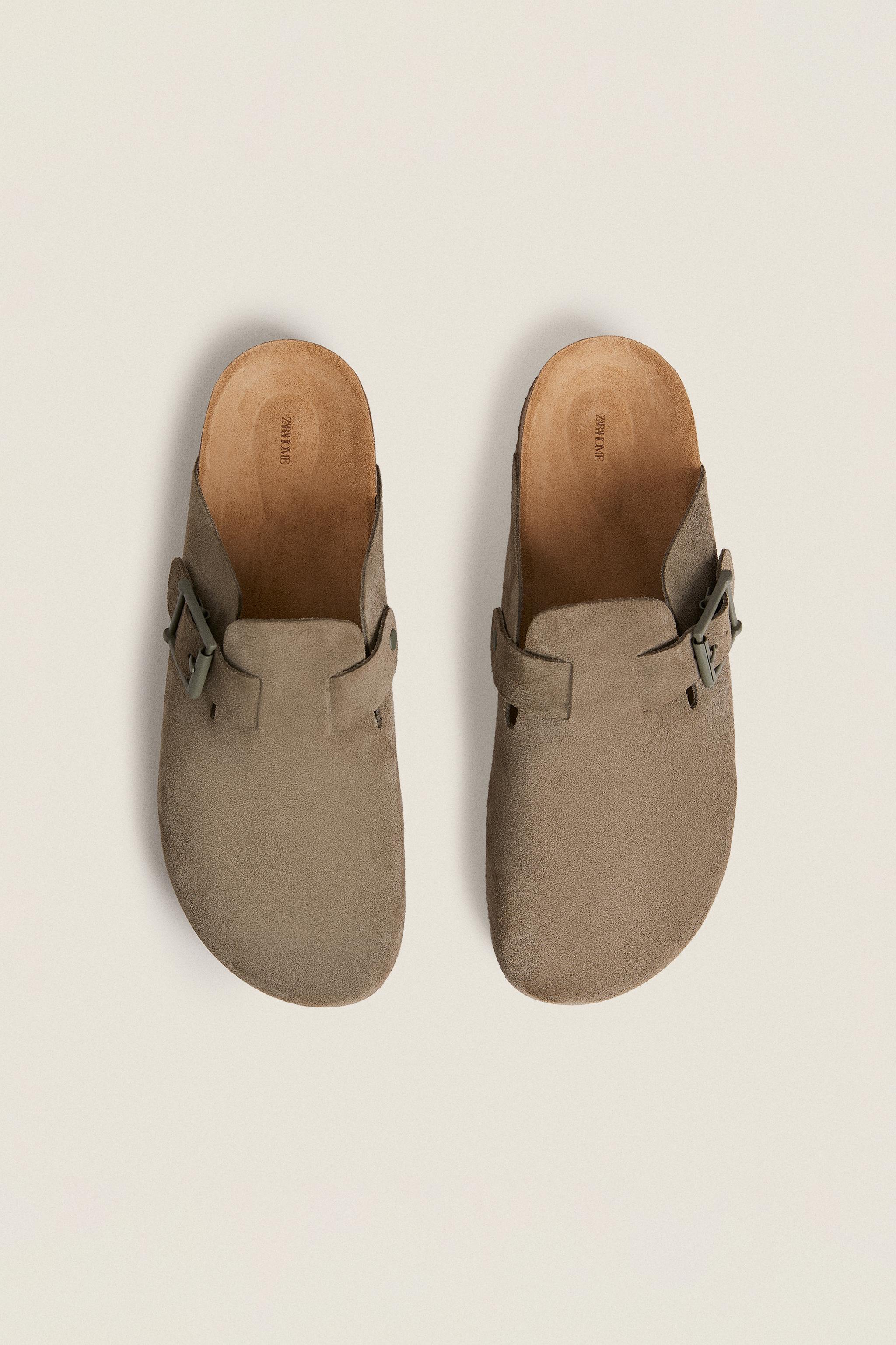 バックル レザー クロッグサンダル - ブラウン | ZARA Japan / 日本