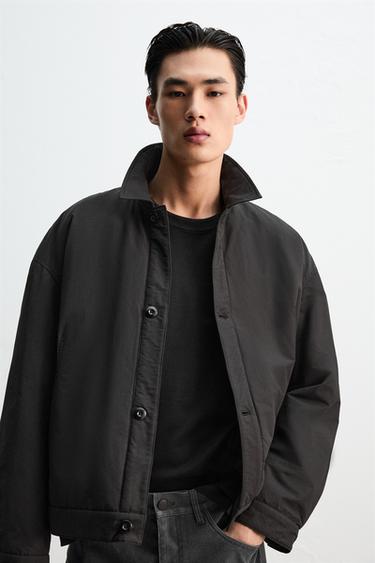 BOXY FIT TECHNICAL OVERSHIRT - Black by Zara