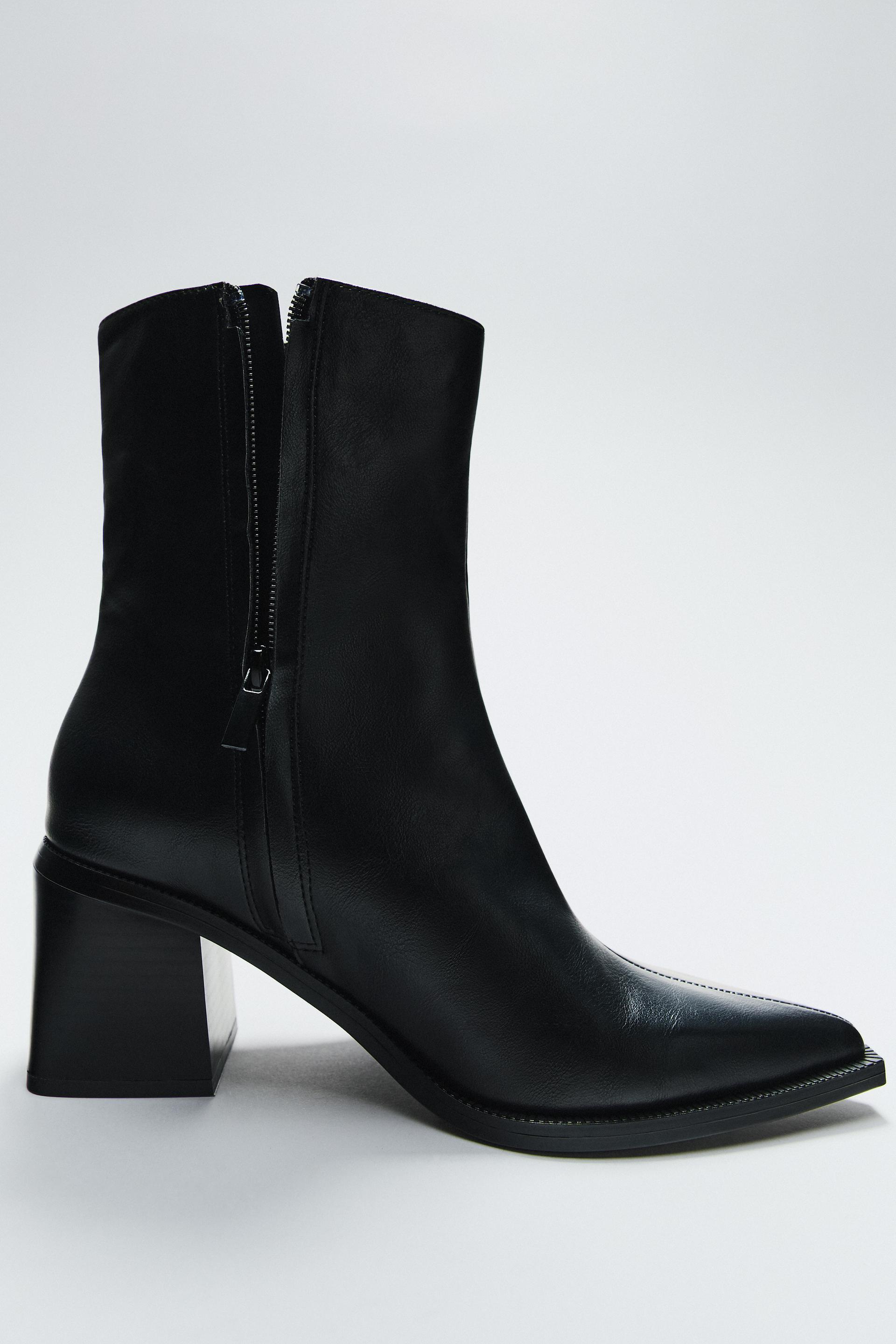 zara mid heel ankle boots