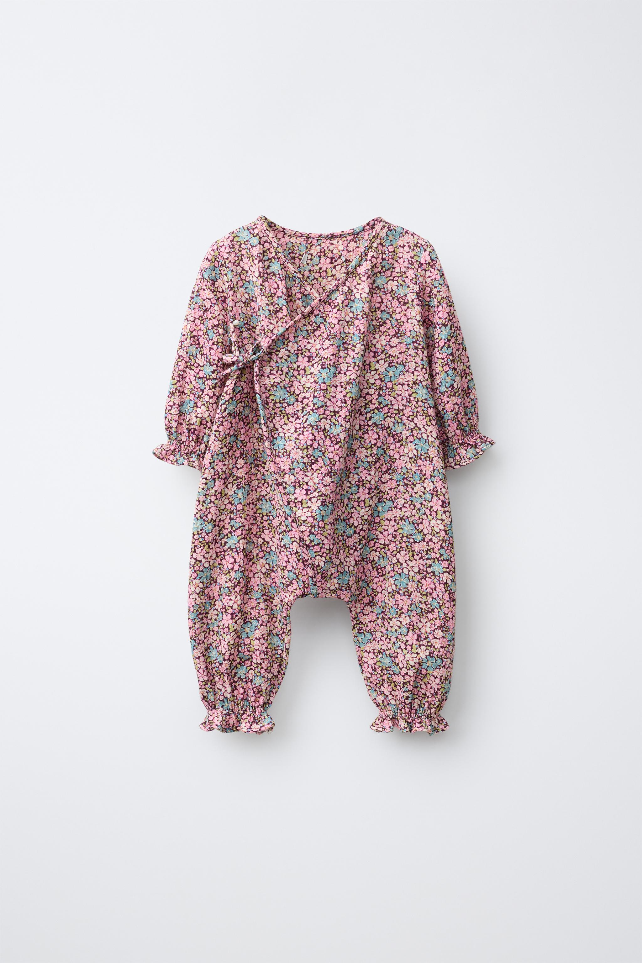 FLORAL PRINT KIMONO JUMPSUIT — Pink