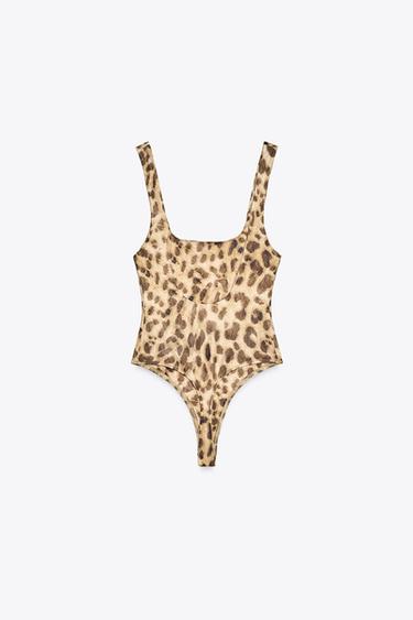 POLYAMIDE STRAPPY BODYSUIT - Leopard by Zara - Image 6