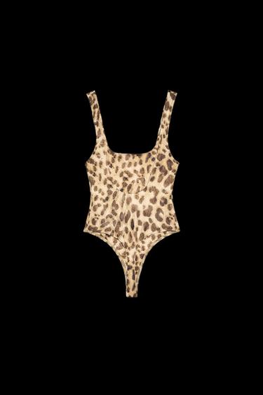 POLYAMIDE STRAPPY BODYSUIT - Leopard by Zara