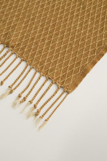 DIAMOND CHENILLE BLANKET — Mustard 2