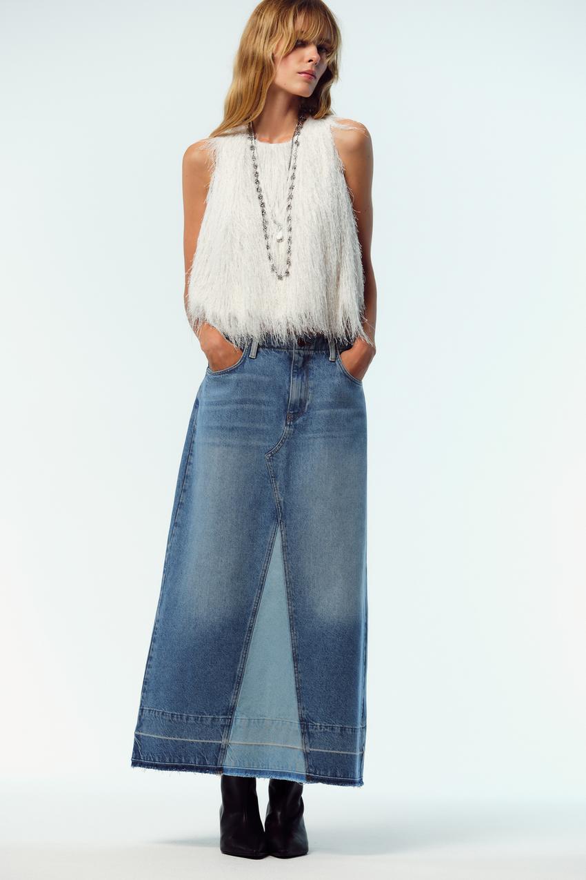 Z1975 COMBINED DENIM MIDI SKIRT
