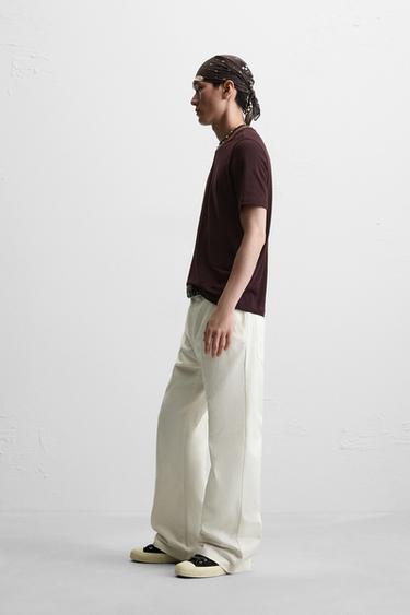 PANTALON FLARE FIT - Blanc cassé de Zara - Image 3