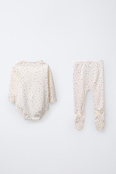 FLORAL BODYSUIT AND LEGGINGS SET - Ecru by Zara - Image 1