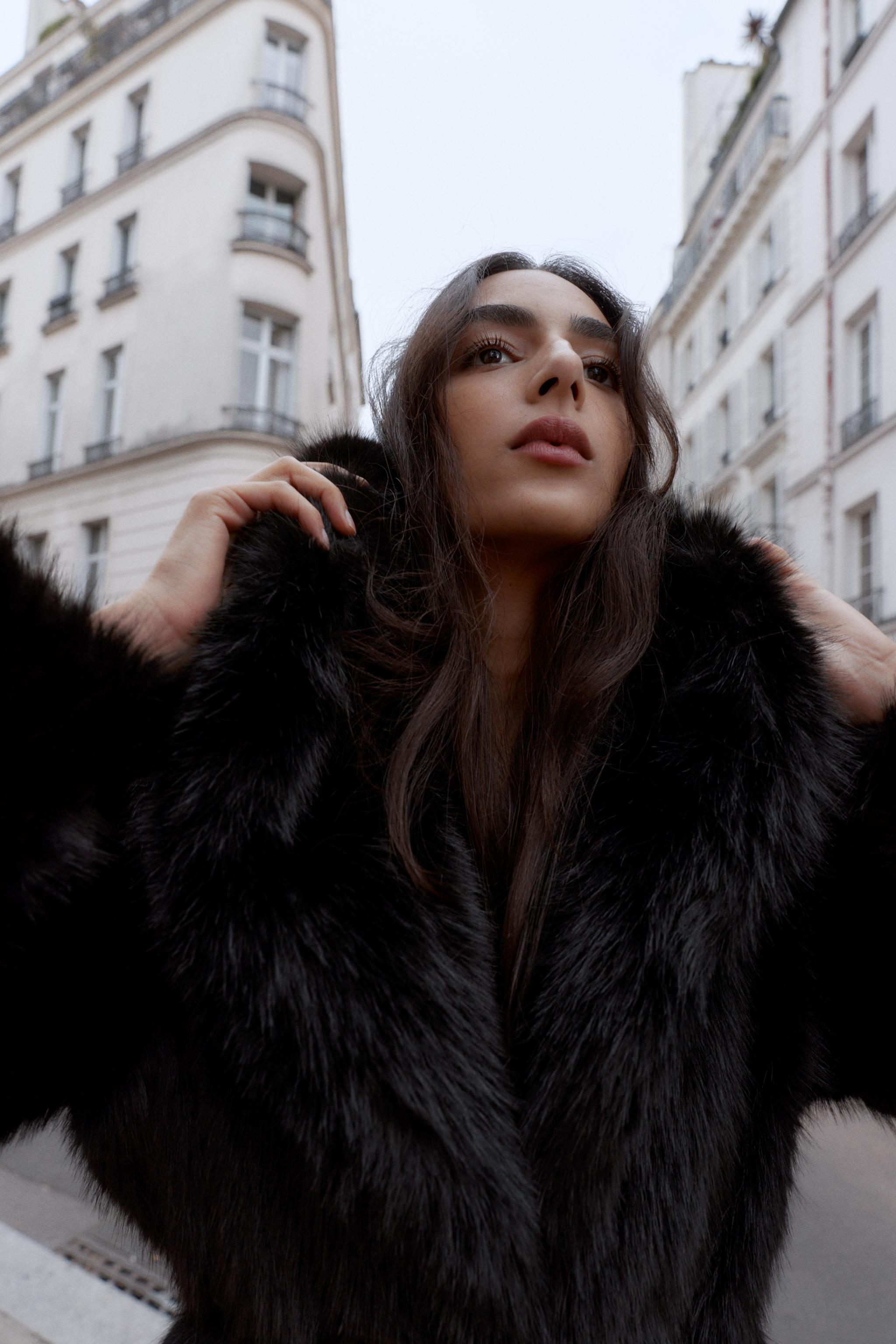 FAUX FUR COAT WITH BELT