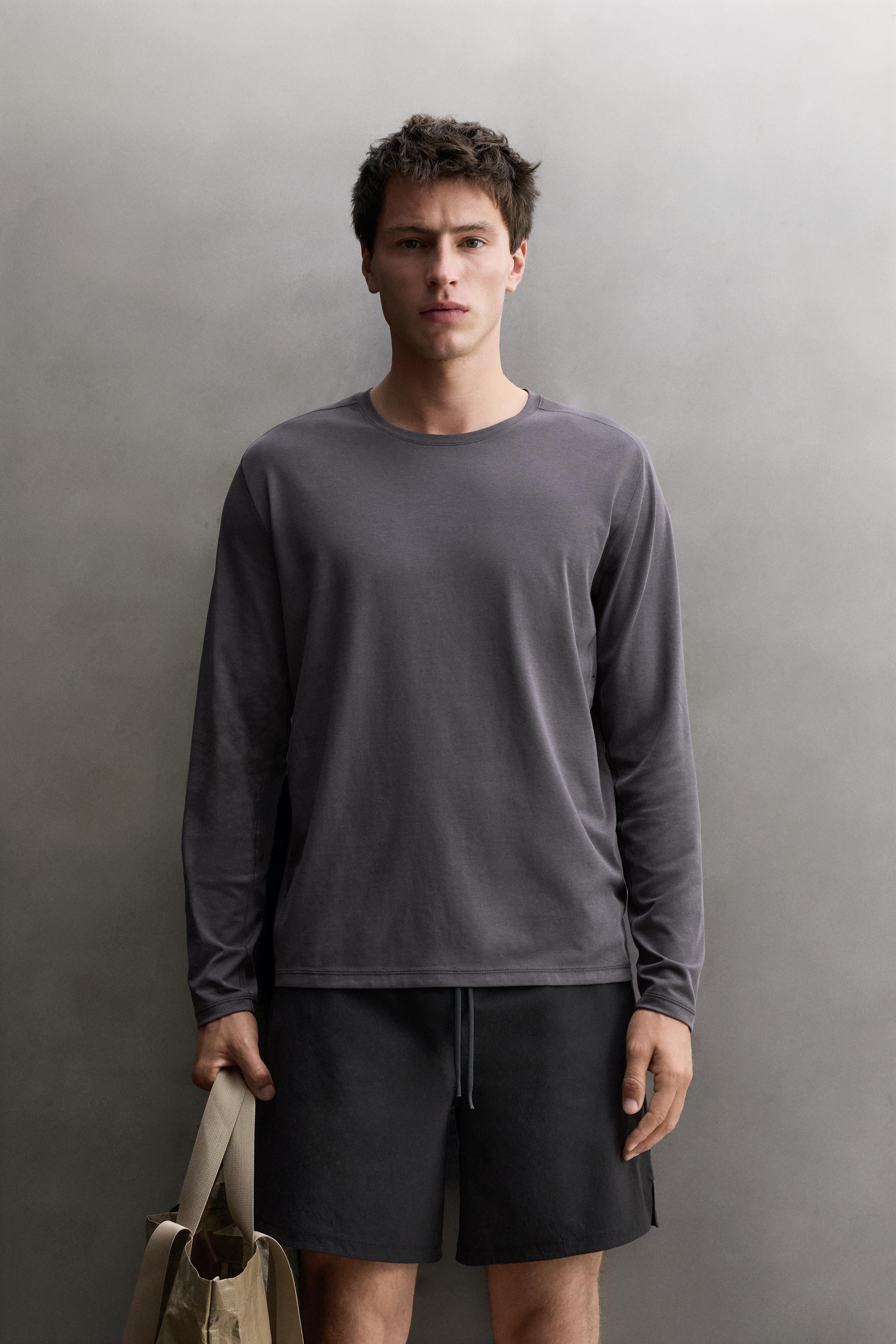 LONG SLEEVE TECHNICAL T-SHIRT - Blue / Gray | ZARA United States