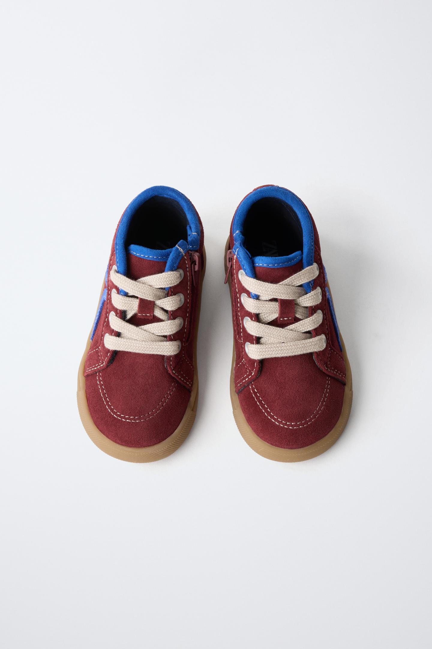 Детские ботинки Zara Leather Sports Ankle, цвет: Бордовый красный — фото 6
