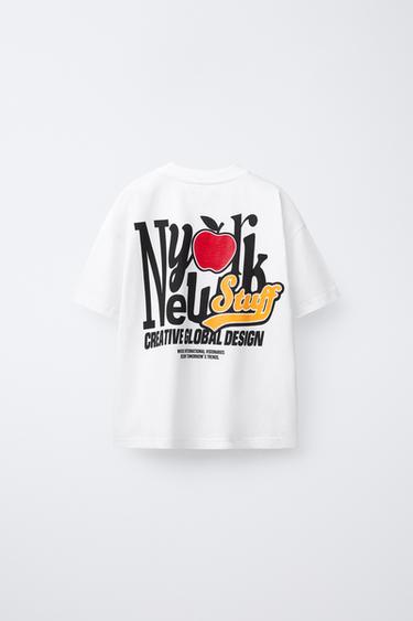 T-SHIRT WITH RAISED NY PRINT - White by Zara - Image 1