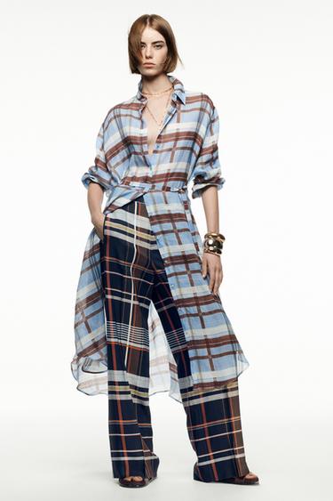 Zara ZW COLLECTION RAMIE SHIRT DRESS - Light blue