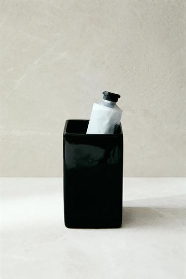 SHINY EARTHENWARE TOOTHBRUSH HOLDER - Black by Zara - Image 5