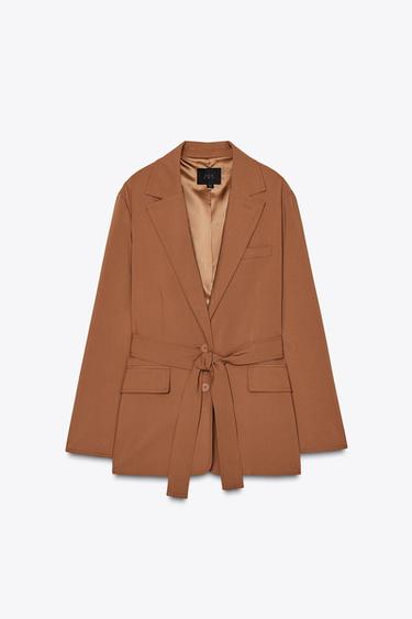 OVERSIZE BELTED BLAZER - Caramel by Zara - Image 5