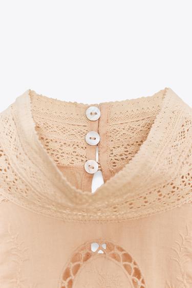 ZW COLLECTION EMBROIDERED ROMANTIC SHIRT - Pale pink by Zara - Image 8