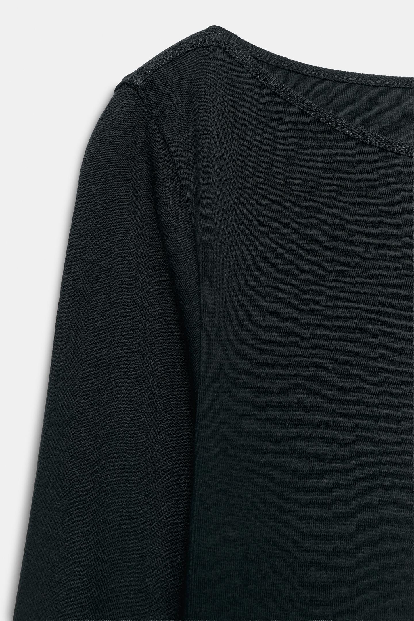 Женская футболка Zara Boat Neck, цвет: Чёрный — фото 5