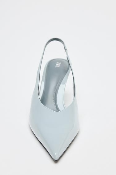 CHAUSSURES OUVERTES À L'ARRIÈRE À EFFET VERNI - Bleu de Zara - Image 4