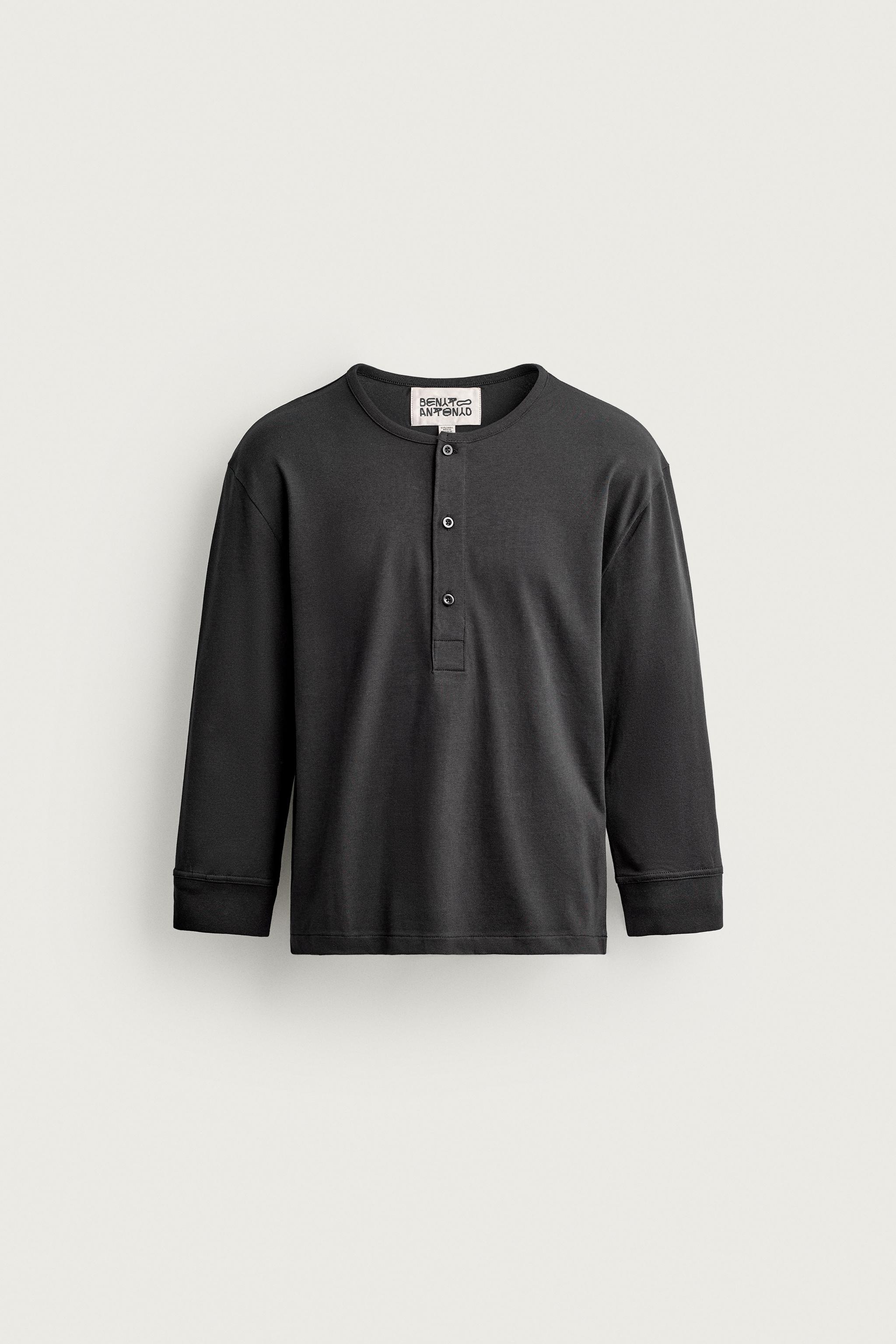 Zara DÜĞMELİ YAKA CROPPED FIT T-SHIRT