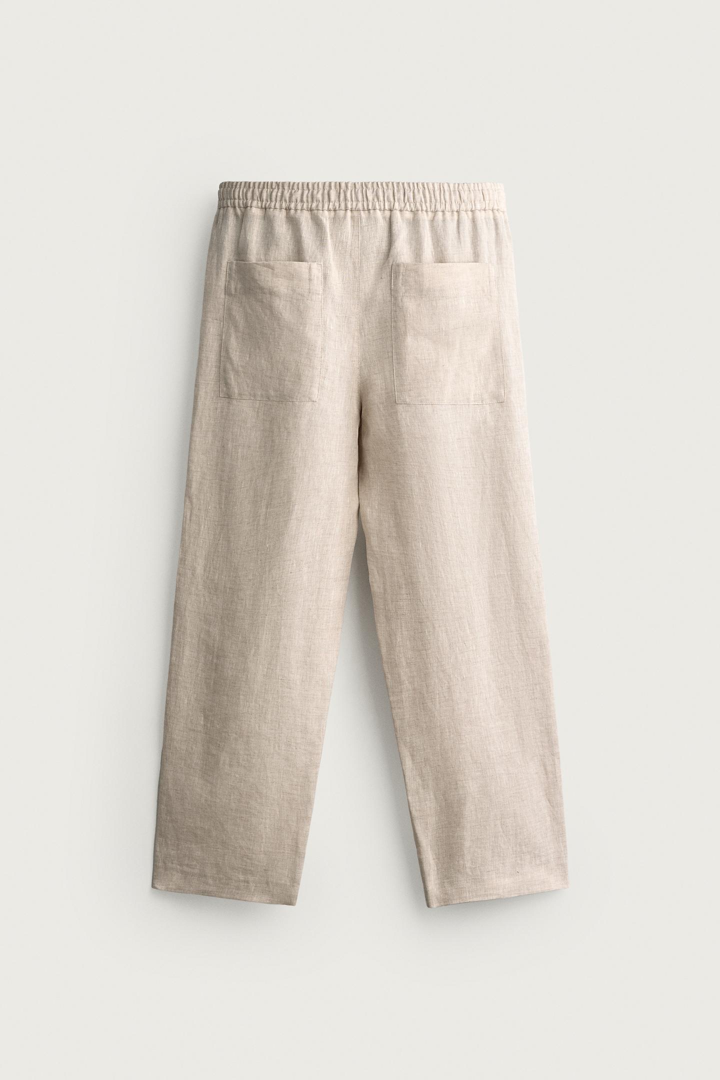 Мужские брюки Zara 100% Linen Relaxed-Fit, цвет: Светлый бежевый — фото 6