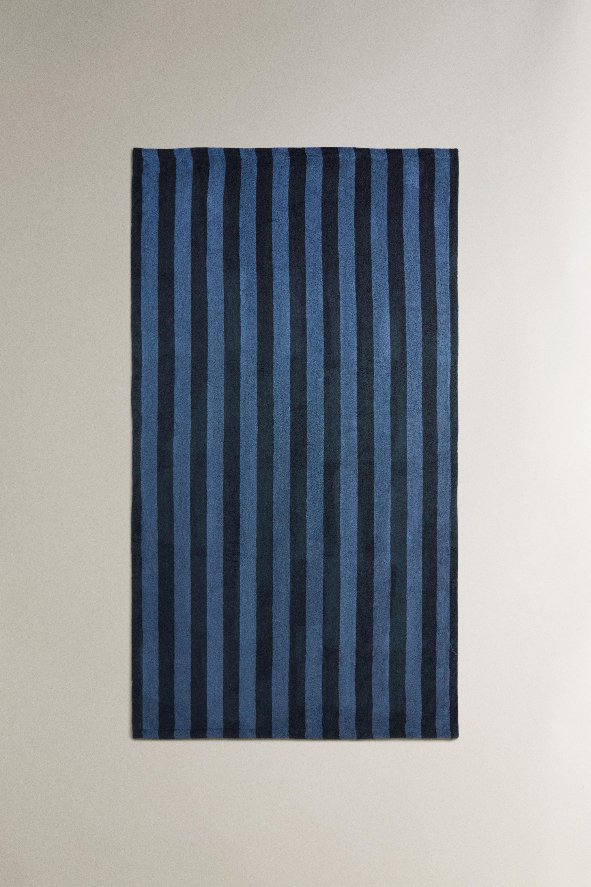 SERVIETTE DE PLAGE RAYURES CONTRASTANTES