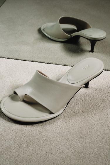 SANDALES À TALONS EN CUIR LIMITED EDITION - Blanc de Zara