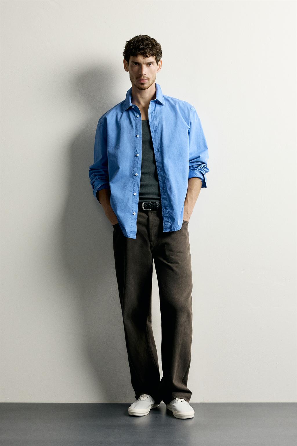 Zara Relaxed fit yuyulmuş köynək