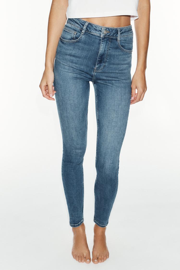 TRF HIGH-RISE SKINNY JEANS — Blue