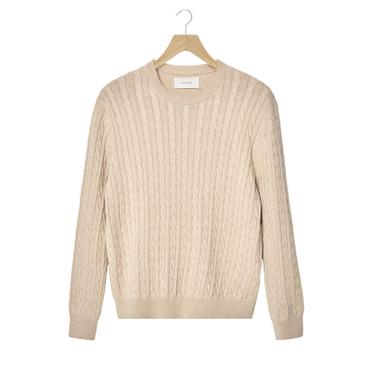 PULL TORSADÉ EN MÉLANGE DE COTON - Beige chiné de Zara
