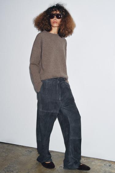 Zara LIMITED EDITION SUEDE PANTS - Anthracite grey - Image 0