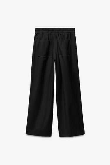PANTALON LARGE À TAILLE ÉLASTIQUE - Noir de Zara - Image 5