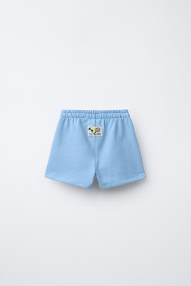 PRINTED PLUSH BERMUDA SHORTS - Light blue by Zara - Image 1