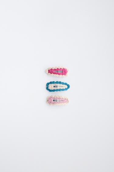 3-PACK CROCHET HAIR CLIPS - Ecru by Zara