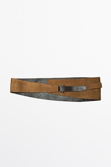 Cinturón fajín piel serraje - Arena de Zara