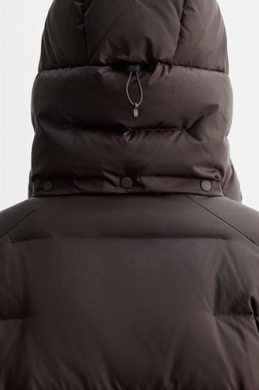 DOUDOUNE 100 % PLUMES À CAPUCHE DÉPERLANTE - Chocolat de Zara - Image 5
