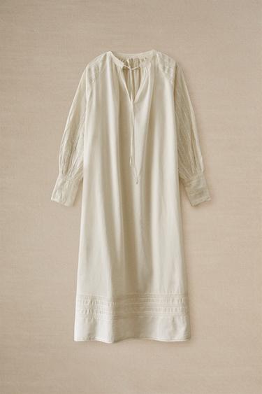 CHEMISE DE NUIT COTON DENTELLE AJOURÉE - Écru de Zara - Image 5