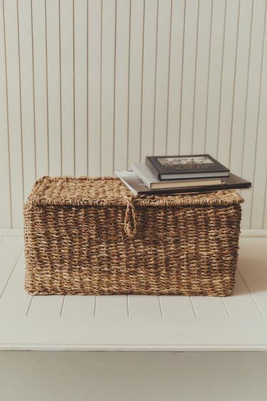 Zara SEAGRASS BASKET WITH LID - Brown
