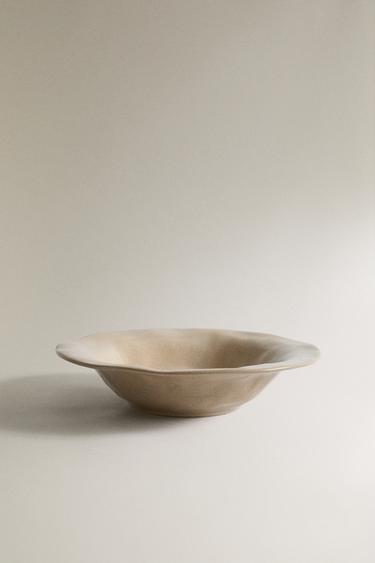 IRREGULAR STONEWARE SOUP PLATE - Taupe grey by Zara - Image 0