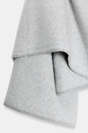 Zara 100% WOOL SHORT COAT WITH SCARF - Pearl gray