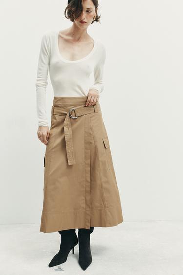CARGO MIDI SKIRT - camel by Zara