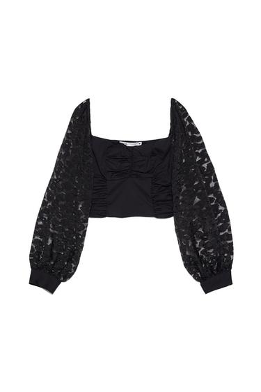 CONTRASTING ORGANZA TOP