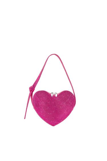 RHINESTONE HEART SHOULDER BAG