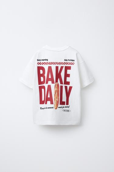 ФУТБОЛКА С ПРИНТОМ «БАГЕТ» — БЕЛЫЙ от Zara