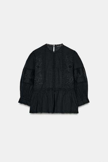 ZW COLLECTION EMBROIDERED SHIRT - Black by Zara - Image 3