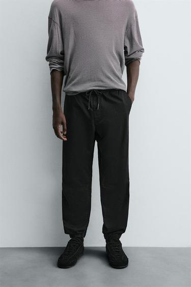 SLIM FIT JOGGER WAIST TROUSERS - Black by Zara