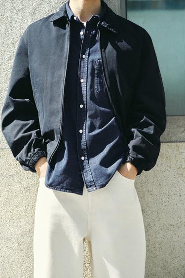REGULAR FIT WASHED COTTON JACKET - Navy blue by Zara