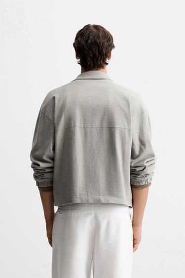 BLOUSON STRUCTURÉ LIN ET COTON - Verdâtre de Zara - Image 2
