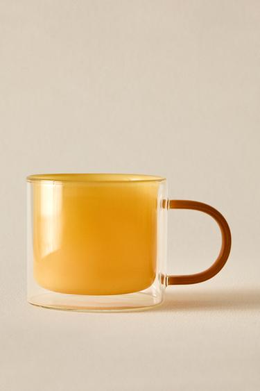 DOUBLE-WALL BOROSILICATE GLASS MUG - البرتقالي الخاص بـ Zara