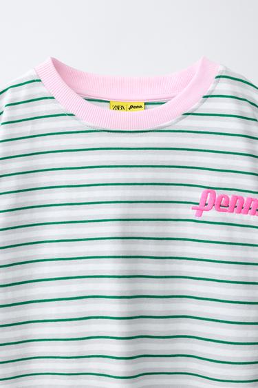 PENN © EMBROIDERED STRIPED T-SHIRT - Green by Zara - Image 2