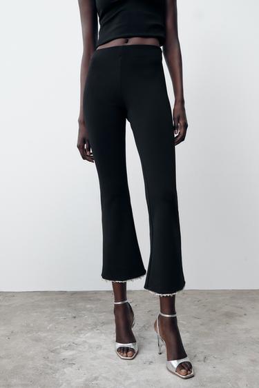 PANTALON ÉVASÉ STRETCH PERLES - Noir de Zara - Image 1