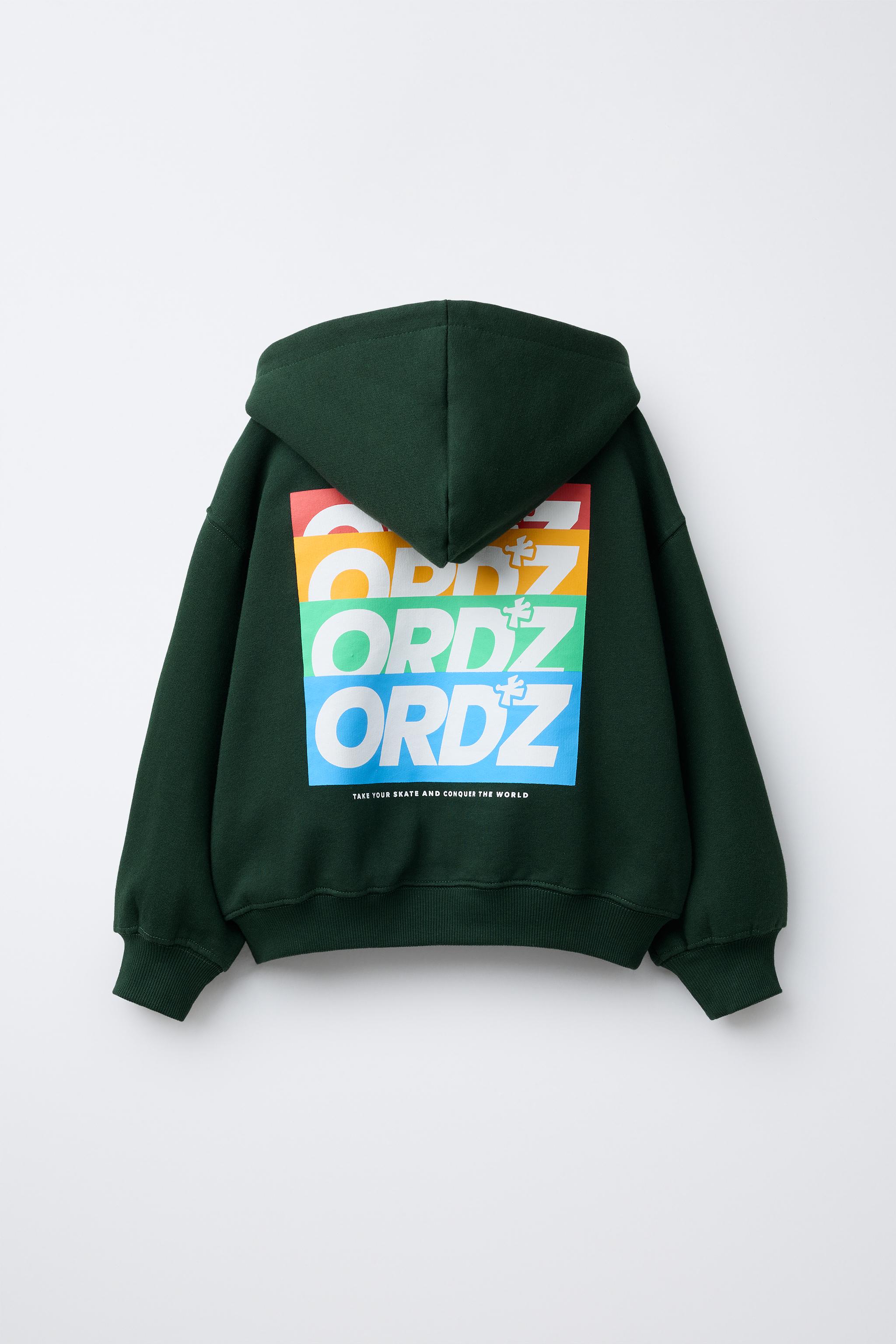 ⭐️nao⭐️ ZIP SWEATSHIRT WITH TEXT - Green | ZARA Canada